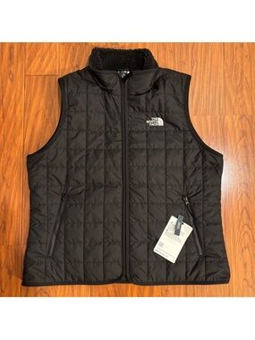 NWT The North Face Black Quilted Fleece-Lined Vest Womens Large Regular Fit